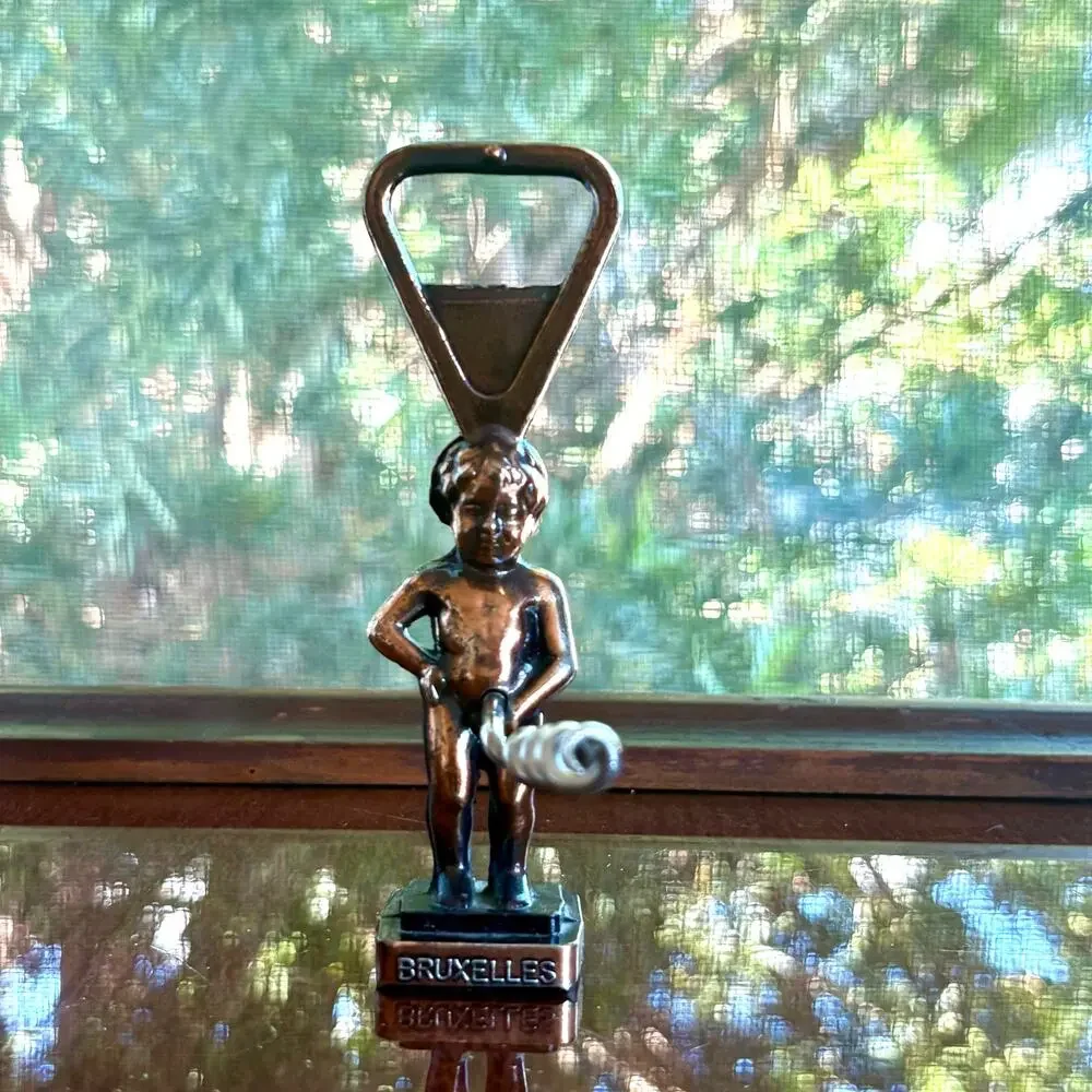 Vintage 1970s Copper Figural Corkscrew Bottle Opener Bruxelles